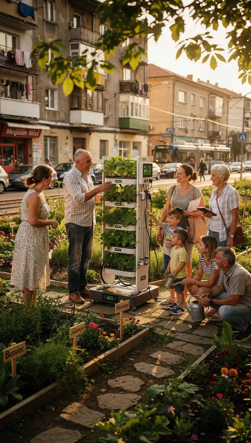 Diagramă explicativă a unui proiect inovator de colectare selectivă a deșeurilor în comunitate.